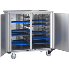 DXPTQC2T2D32 Dinex® Totally Quiet Compact Meal Delivery Cart - Double Doors - 2 Trays Per Slide 32 Trays (1ea) - Stainless Steel
