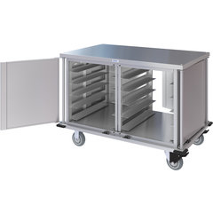 DXPTQC2T2DPT20 Dinex® Totally Quiet Compact Meal Delivery Cart - Double Doors - 2 Trays Per Slide 20 Trays (1ea) - Stainless Steel