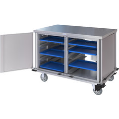 DXPTQC2T2DPT20 Dinex® Totally Quiet Compact Meal Delivery Cart - Double Doors - 2 Trays Per Slide 20 Trays (1ea) - Stainless Steel