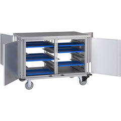 DXPTQC2T2DPT20 Dinex® Totally Quiet Compact Meal Delivery Cart - Double Doors - 2 Trays Per Slide 20 Trays (1ea) - Stainless Steel