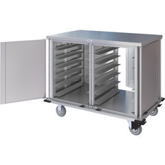 DXPTQC2T2DPT24 Dinex® Totally Quiet Compact Meal Delivery Cart - Double Doors - 2 Trays Per Slide 24 Trays (1ea) - Stainless Steel