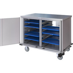 DXPTQC2T2DPT24 Dinex® Totally Quiet Compact Meal Delivery Cart - Double Doors - 2 Trays Per Slide 24 Trays (1ea) - Stainless Steel