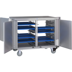 DXPTQC2T2DPT24 Dinex® Totally Quiet Compact Meal Delivery Cart - Double Doors - 2 Trays Per Slide 24 Trays (1ea) - Stainless Steel