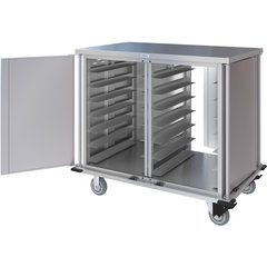 DXPTQC2T2DPT28 Dinex® Totally Quiet Compact Meal Delivery Cart - Double Doors - 2 Trays Per Slide 28 Trays (1ea) - Stainless Steel