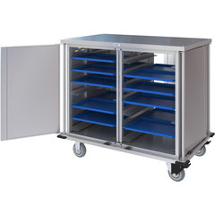 DXPTQC2T2DPT28 Dinex® Totally Quiet Compact Meal Delivery Cart - Double Doors - 2 Trays Per Slide 28 Trays (1ea) - Stainless Steel