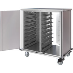 DXPTQC2T2DPT36 Dinex® Totally Quiet Compact Meal Delivery Cart - Double Doors - 2 Trays Per Slide 36 Trays (1ea) - Stainless Steel