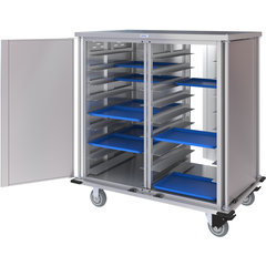 DXPTQC2T2DPT36 Dinex® Totally Quiet Compact Meal Delivery Cart - Double Doors - 2 Trays Per Slide 36 Trays (1ea) - Stainless Steel