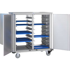 DXPTQC2T2DPT36 Dinex® Totally Quiet Compact Meal Delivery Cart - Double Doors - 2 Trays Per Slide 36 Trays (1ea) - Stainless Steel