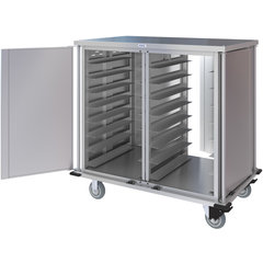 DXPTQC2T2DPT32 Dinex® Totally Quiet Compact Meal Delivery Cart - Double Doors - 2 Trays Per Slide 32 Trays (1ea) - Stainless Steel