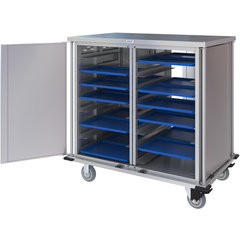 DXPTQC2T2DPT32 Dinex® Totally Quiet Compact Meal Delivery Cart - Double Doors - 2 Trays Per Slide 32 Trays (1ea) - Stainless Steel