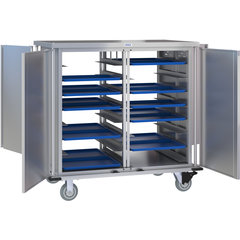 DXPTQC2T2DPT32 Dinex® Totally Quiet Compact Meal Delivery Cart - Double Doors - 2 Trays Per Slide 32 Trays (1ea) - Stainless Steel