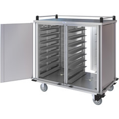DXPTQC2T2DPT32 Dinex® Totally Quiet Compact Meal Delivery Cart - Double Doors - 2 Trays Per Slide 32 Trays (1ea) - Stainless Steel
