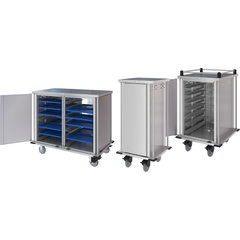 DXPTQC1T1D8 Dinex® Totally Quiet Compact Meal Delivery Cart - Single Door - 1 Tray Per Slide 8 Trays (1ea) - Stainless Steel