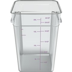 11956AF07 Squares Polycarbonate Food Storage Container 22 qt - Clear