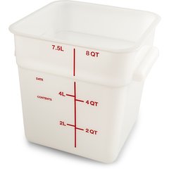 11963PE02 Squares Polyethylene Food Storage Container 8 qt - White