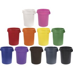 34103201 Bronco™ Round Waste Bin Trash Container 32 Gallon - Brown