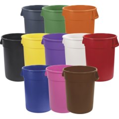 34103201 Bronco™ Round Waste Bin Trash Container 32 Gallon - Brown