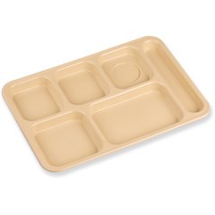 614R25 Right-Hand 6-Compartment ABS Tray 10" x 14" - Tan