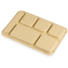 614R25 Right-Hand 6-Compartment ABS Tray 10" x 14" - Tan