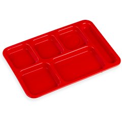 P614R05 Right-Hand 6-Compartment Polypropylene Tray 10" x 14" - Red