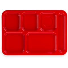 Rose Red, 6-Compartment Plastic Lunch Tray, 24/PK