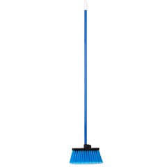 3686314 Duo-Sweep® Wide Light Industrial Lobby Broom, Flagged With Blue Metal Threaded Handle  - Blue