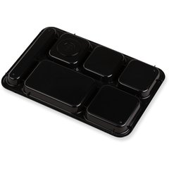 614R03 Right-Hand 6-Compartment ABS Tray 10" x 14" - Black