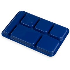 P614R14 Right-Hand 6-Compartment Polypropylene Tray 10" x 14" - Blue