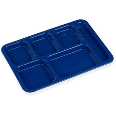 P614R14 Right-Hand 6-Compartment Polypropylene Tray 10" x 14" - Blue
