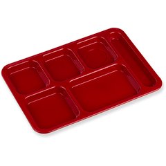 614R05 Right-Hand 6-Compartment ABS Tray 10" x 14" - Red