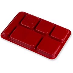 614R05 Right-Hand 6-Compartment ABS Tray 10" x 14" - Red