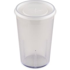DX1198ST8714 Disposable Lid with Straw Slot - Fits Specific 9.5 - 12 oz Dinex, Carlisle, Cambro and G.E.T. Enterprises Tumblers 2.99" (1000/cs) - Translucent