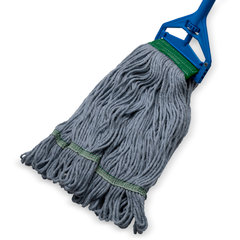 369551B14 MED BLUE LOOPED-END MOP NATURAL W/GREEN BAND - 4 P