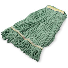 369411B09 SMALL GREEN LOOPED-END MOP W/YELLOW BAND - 4 PLY S