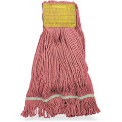369412B05 SMALL RED LOOPED-END MOP W/YELLOW BAND - 4 PLY SYN