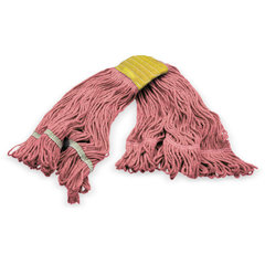 369412B05 SMALL RED LOOPED-END MOP W/YELLOW BAND - 4 PLY SYN
