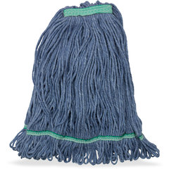 369320M14 ANTI-MICROBIAL MED BLUE LOOPED-END MOP W/GREEN BAN