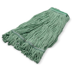 369417B09 MED GREEN LOOPED-END MOP W/GREEN BAND - 4 PLY SYNT