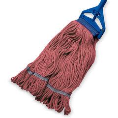 36943005 X-LRG RED LOOPED END MOP W/BLUE BAND  - 4 PLY SYNT