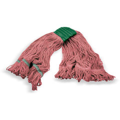 369418B05 MED RED LOOPED-END MOP W/GREEN BAND  - 4 PLY SYNTH