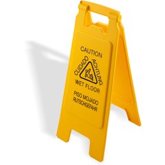 3690904 Flo-Pac® Economy Wet Floor Sign (English/Spanish/German) 25"h x 11"w - Yellow