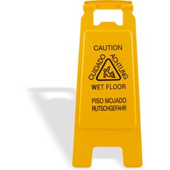 3690904 Flo-Pac® Economy Wet Floor Sign (English/Spanish/German) 25"h x 11"w - Yellow
