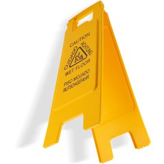 3690904 Flo-Pac® Economy Wet Floor Sign (English/Spanish/German) 25"h x 11"w - Yellow