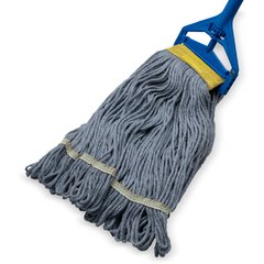369513B14 SMALL BLUE LOOPED-END MOP W/YELLOW BAND - 4 PLY WI