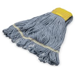 369513B14 SMALL BLUE LOOPED-END MOP W/YELLOW BAND - 4 PLY WI