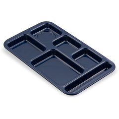 4398250 Right Hand 6-Compartment Melamine Tray 15" x 9" - Dark Blue