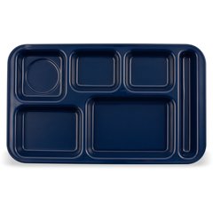 4398250 Right Hand 6-Compartment Melamine Tray 15" x 9" - Dark Blue