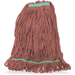 369320M05 ANTI-MICROBIAL MED RED LOOPED-END MOP  W/GREEN BAN