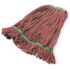 369320M05 ANTI-MICROBIAL MED RED LOOPED-END MOP  W/GREEN BAN