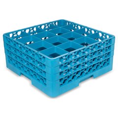 RG16-314 OptiClean™ 16-Compartment Divided Glass Rack with 3 Extenders 8.72" - Carlisle Blue